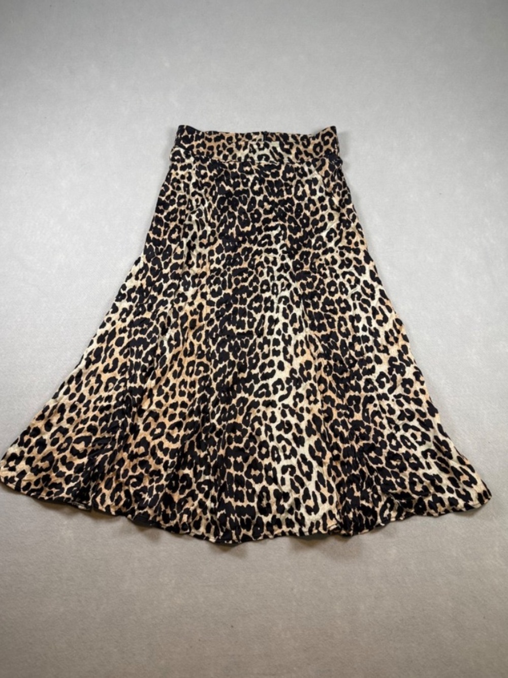 Ganni Leopard Print Midi Skirt in Cream, Brown, and Black